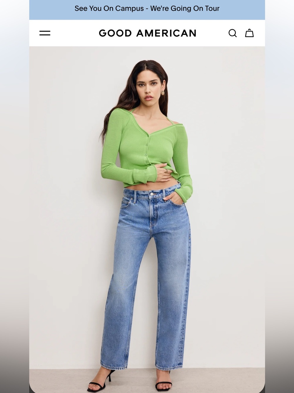 NWT Good American “Standard Straight Jeans in Light Blue size 15
